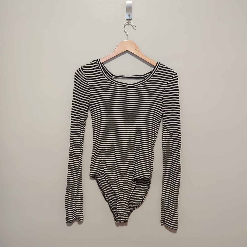 GAP Black and White Striped Bodysuit